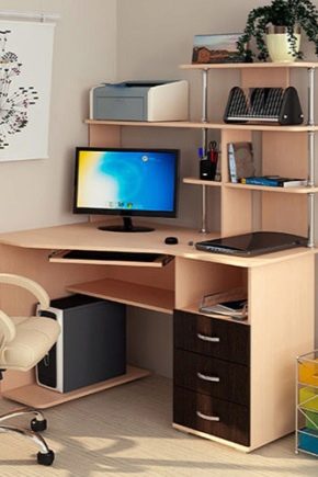 Choosing computer corner tables with shelves and drawers