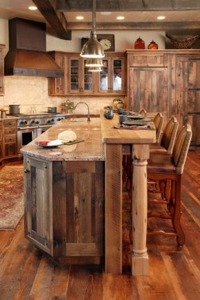 Brown kitchen in the interior